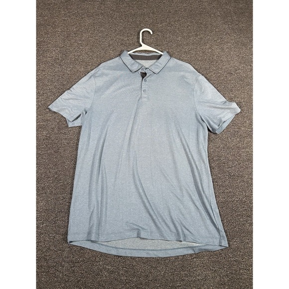 Lululemon Evolution Polo Shirt Men's Large Blue Short Sleeve Lightweight Stretch - Picture 1 of 5